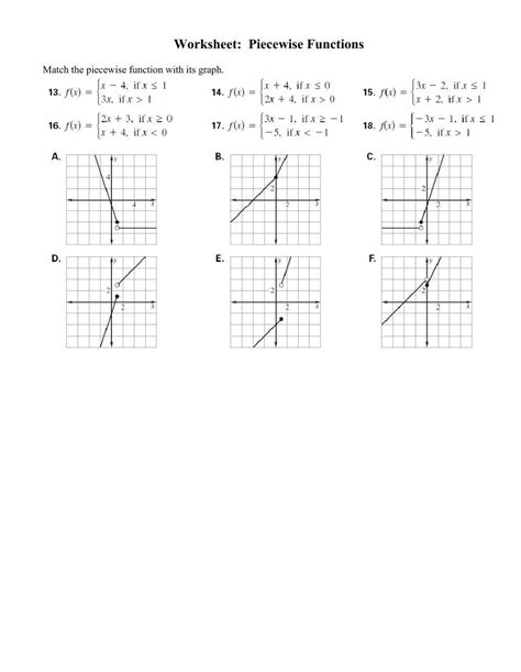 Image result for Piecewise Function Domain and Range Worksheet