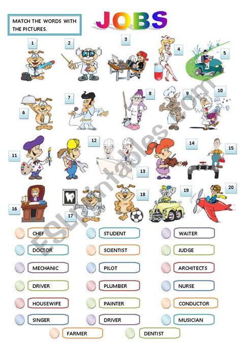 Image result for Jobs Matching Worksheet