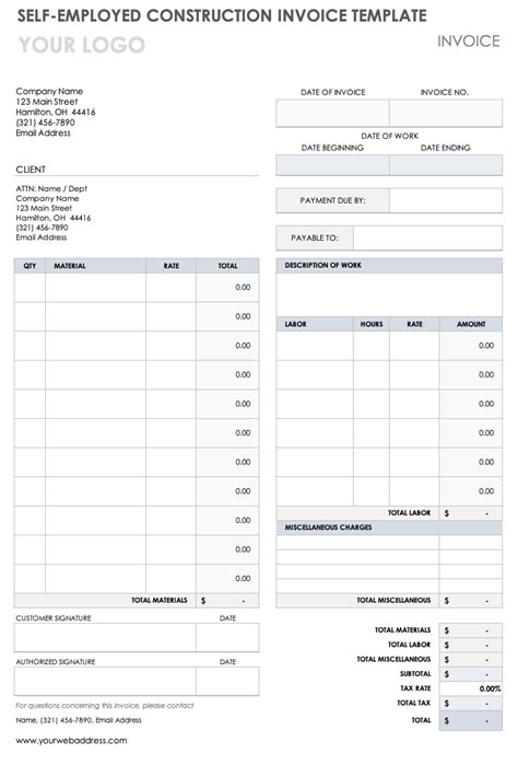 Image result for Printable Contractor Invoice