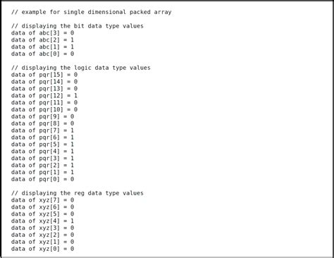 Toradh íomhá ar Static Array in SystemVerilog