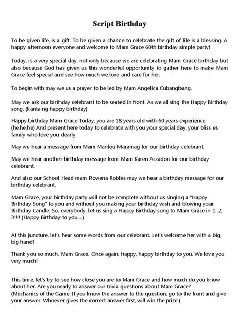 Image result for Birthday Card Script