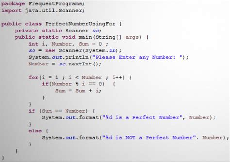 Toradh íomhá ar Perfect Number in Java