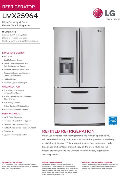 LG LMX25964ST User Manual Specification LMX25964 Spec Sheet