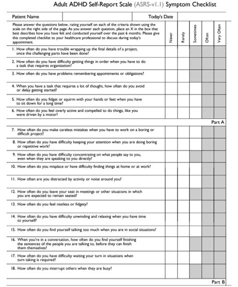 Image result for ADHD Screening Questionnaire