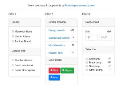 Image result for Bootstrap Filter Elements