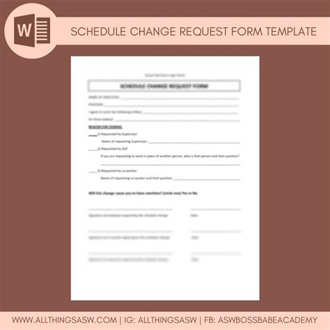 Image result for Work Schedule Change Request Form