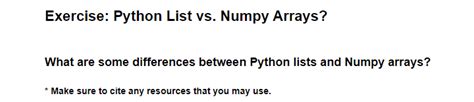 Image result for Explain the Difference Between a Python List and a Numpy Array