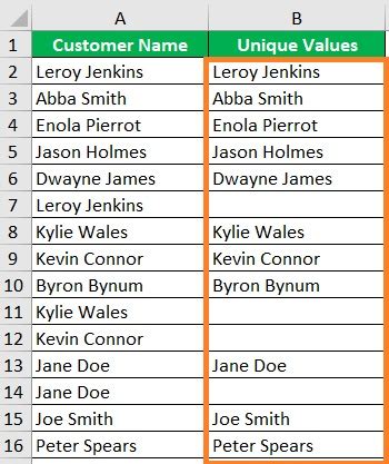 Image result for Extract Unique Values in Excel