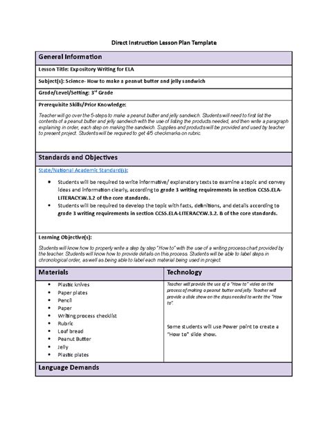 Image result for Direct Method Lesson Plan Sample