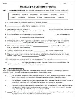 Image result for Evolution Review Worksheet Answer Key