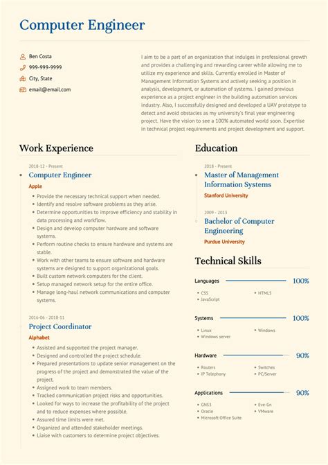 Image result for Computer Engineering CV