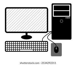 Monitor with Keyboard Mouse and CPU Box Drawing に対する画像結果