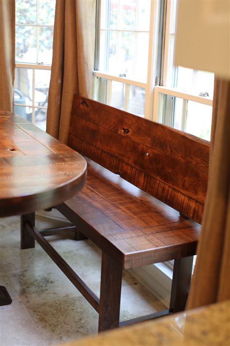 Image result for Rustic Dining Table with Bench Back Seats