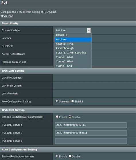 IPv6 Connection Type Asus Router に対する画像結果