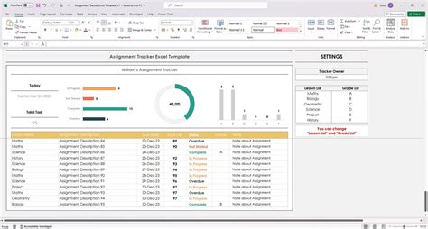 Image result for Assignment Tracker. Excel Template Free