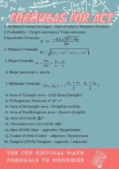 Image result for WorkKeys Formula Sheet