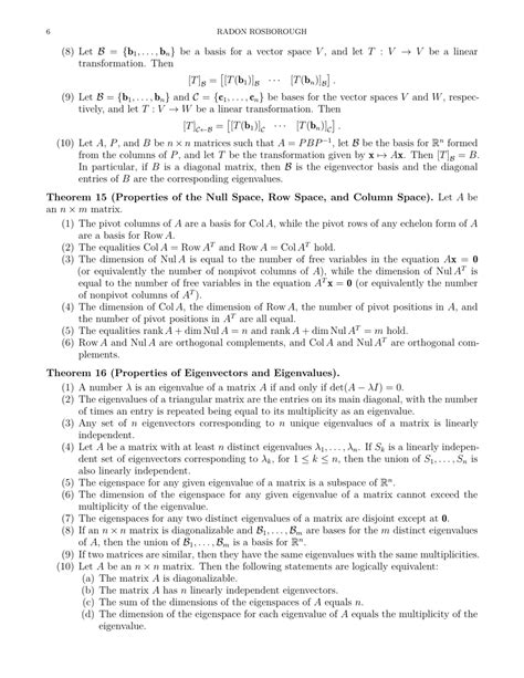 Image result for Linear Algebra Summary Sheet