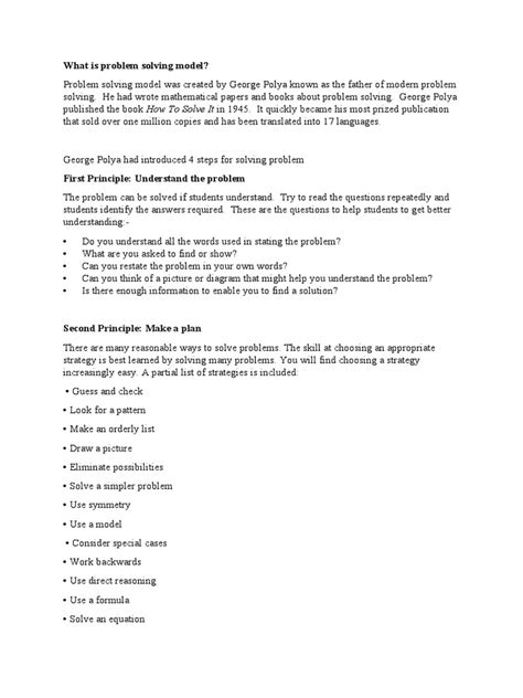 Image result for Problem Solving Model Author