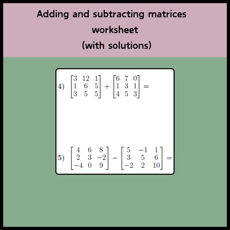 Adding and Subtracting Matrices に対する画像結果