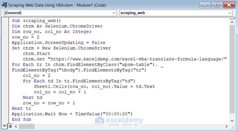 Image result for Get Table Data Using VBA in Web Scraping