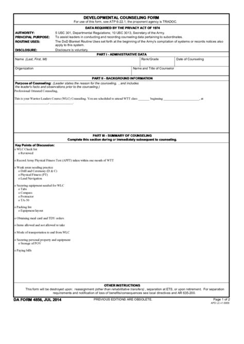 Image result for DA Form 4856 Fillable PDF