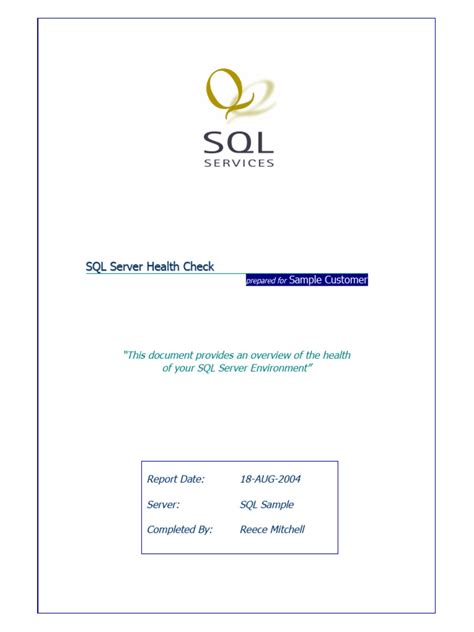 Toradh íomhá ar SQL Server Health Check Report Template