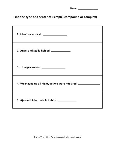 Image result for Types of Sentences Worksheet for Class 5