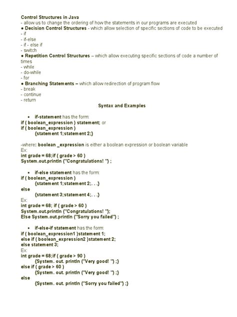 Image result for Java Control Statement PDF