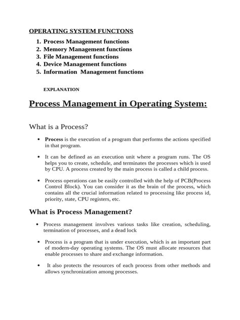 Image result for Process Management Functions in OS