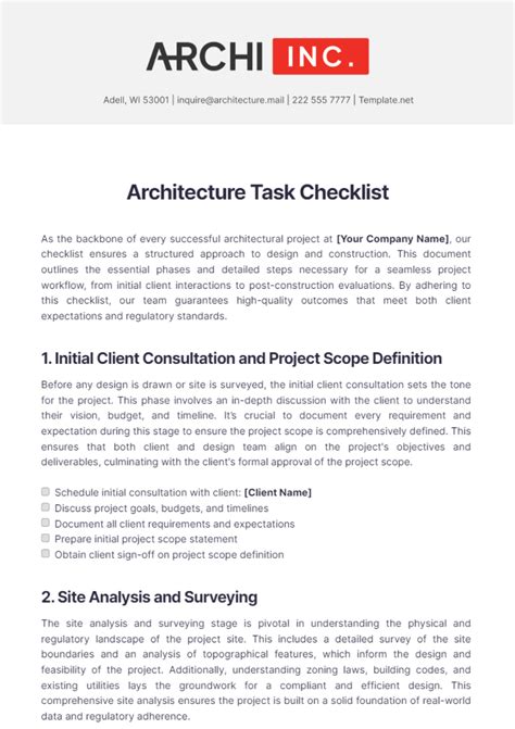 Image result for Architectural Design Development Task List Template PDF