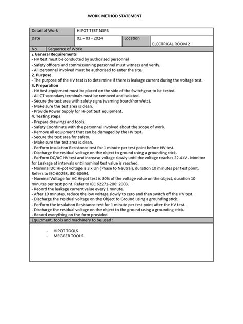 Image result for Hipot Test Forms