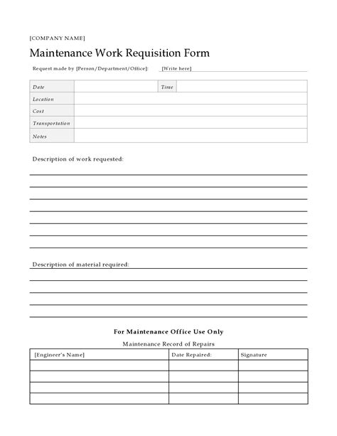 Image result for Maintenance Work Order Request Form