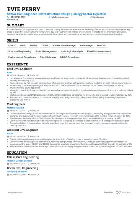 Résultat d’images pour Civil Engineering CV Examples