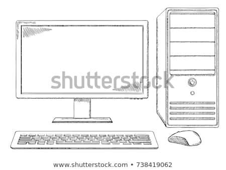 Monitor with Keyboard Mouse and CPU Box Drawing に対する画像結果