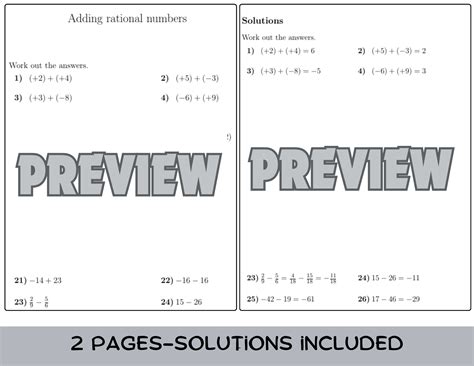 Addition of Rational Numbers Worksheet に対する画像結果