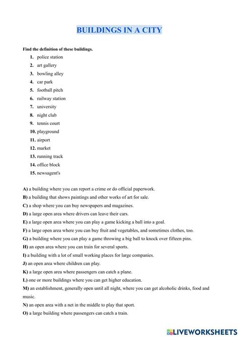 Image result for How to Describe a Building Worksheet