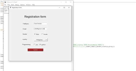 Registration Form Using Tkinter Python に対する画像結果