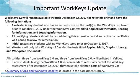 Toradh íomhá ar WorkKeys Score Guidelines