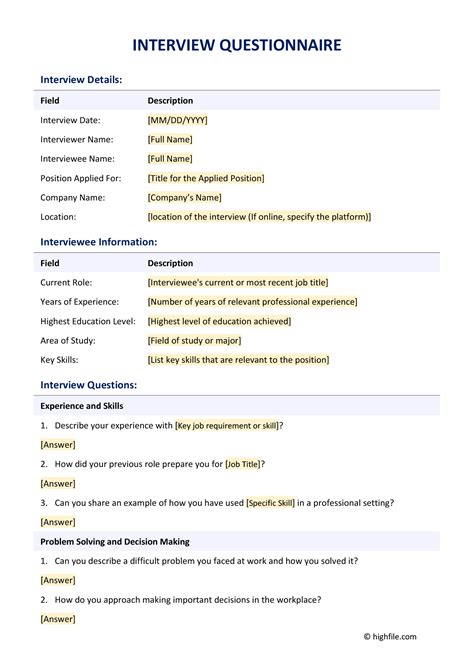 Image result for Interview Questionnaire Form