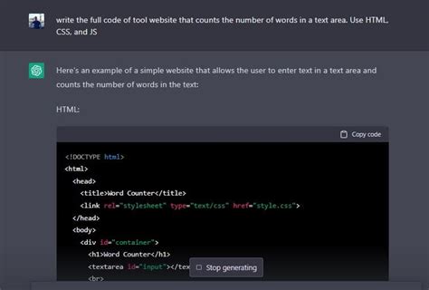 Toradh íomhá ar HTML Code of Chat GPT