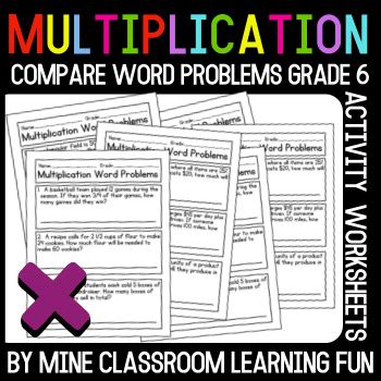 Image result for Multiplication Word Problems Grade 6