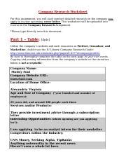 Image result for Company Research Assignment Example