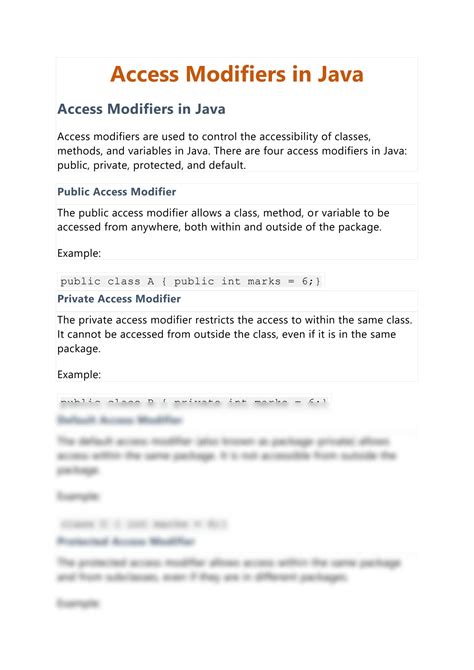 Image result for Java Access Control Modifiers