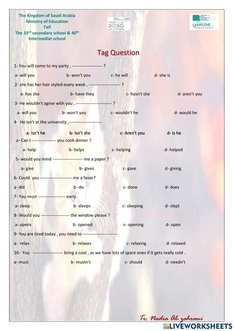 Image result for Question Tags Exercises Online Test