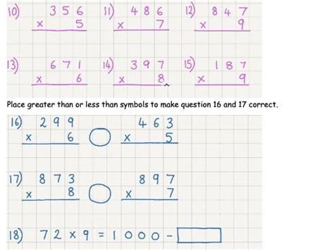 Multiplication with Missing Digits Coloumn Method に対する画像結果