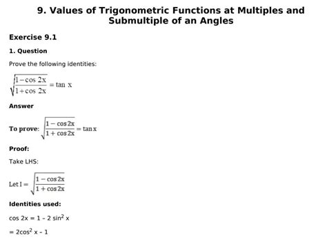 Image result for Trignometry Formula Sub Multiple