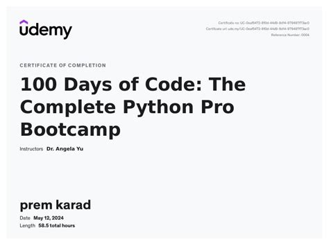 Image result for Certificate of the Complete Python Boot Camp