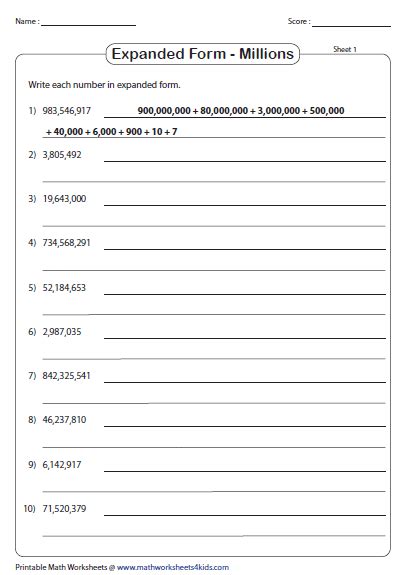 Image result for Expanded Form Thousands Worksheet