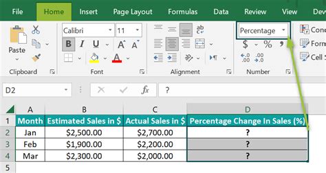 Image result for Percentage Change Formula Excel