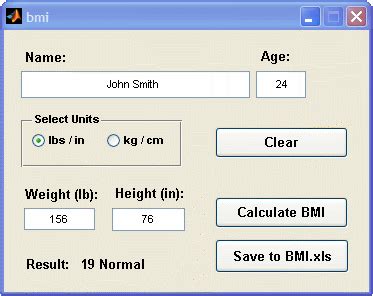 Image result for MATLAB BMI Table
